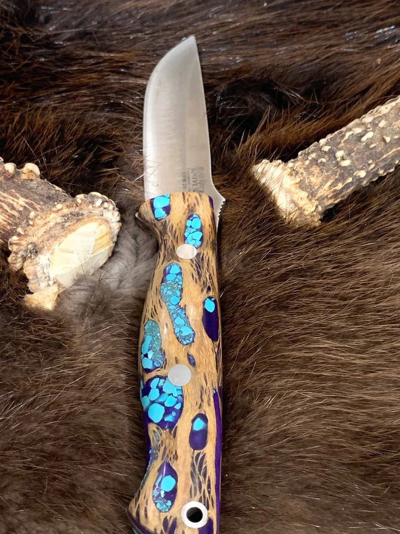 BARK RIVER KNIVES Bark River Gunny CPM 3V Knife Purple Cholla Cactus Handles With Turquoise 3 BARK RIVER KNIVES Bark River Gunny CPM 3V Knife Purple Cholla Cactus Handles With Turquoise