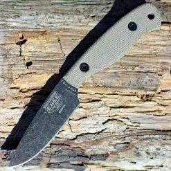 All Knife Brands ESEE Camp-Lore Gibson JG3 Bushcraft Fixed Knife Black Stonewash)