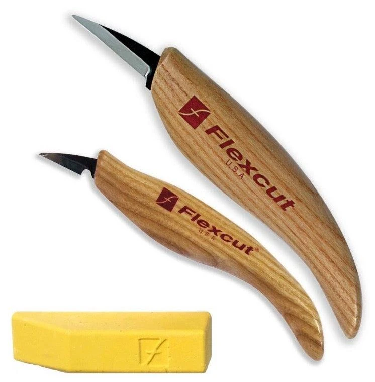 Flexcut Carving Tools Whittler's Kit High Carbon Steel, Polishing Compound (KN300) 3 Flexcut Carving Tools Whittler's Kit High Carbon Steel, Polishing Compound (KN300)