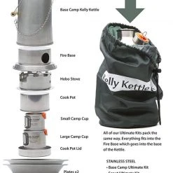 Kelly Kettle Scout Kit 41 Oz Stainless Camp Kettle W/ Stove For Fishing, Hunting, Hiking