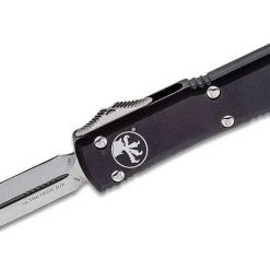 All Knife Brands Microtech 122-4 Ultratech Auto OTF Knife 3.46" Satin Double Edge Knife, Aluminum Handles