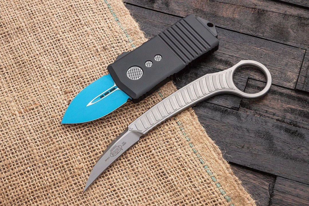 All Knife Brands Microtech 157-1JK Exocet Jedi Knight OTF Auto Knife 1.98" Blue D/E 7 All Knife Brands Microtech 157-1JK Exocet Jedi Knight OTF Auto Knife 1.98" Blue D/E