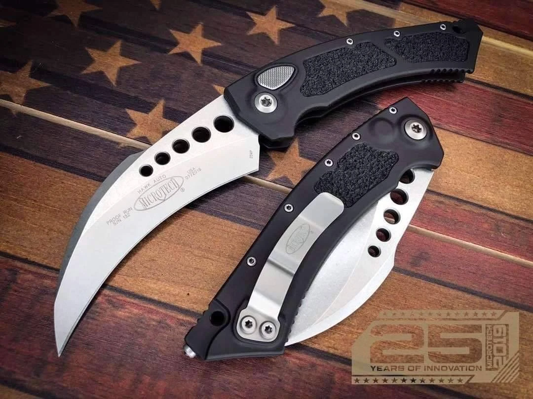 Microtech 166-10 Hawk Auto Folding Knife 3.95" Stonewashed 4 Microtech 166-10 Hawk Auto Folding Knife 3.95" Stonewashed