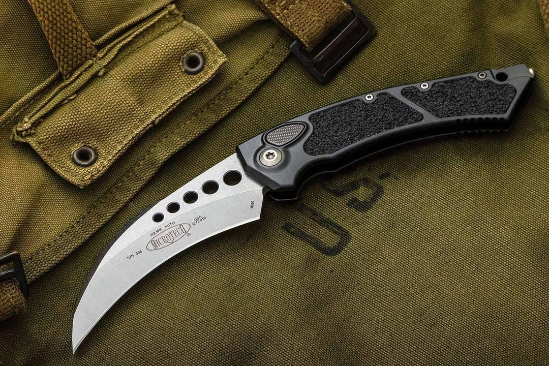 Microtech 166-10 Hawk Auto Folding Knife 3.95" Stonewashed 5 Microtech 166-10 Hawk Auto Folding Knife 3.95" Stonewashed
