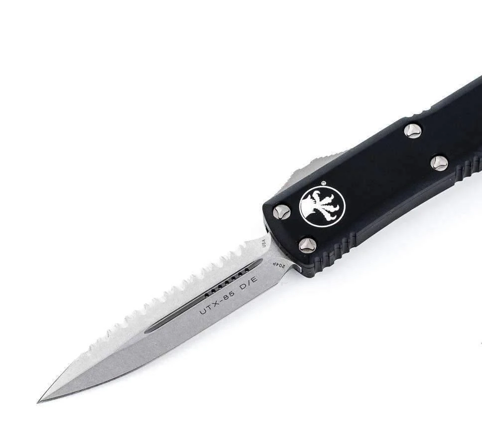 Microtech 232-12 UTX-85 D/E Black Handle Full Serrations Blade 3 Microtech 232-12 UTX-85 D/E Black Handle Full Serrations Blade