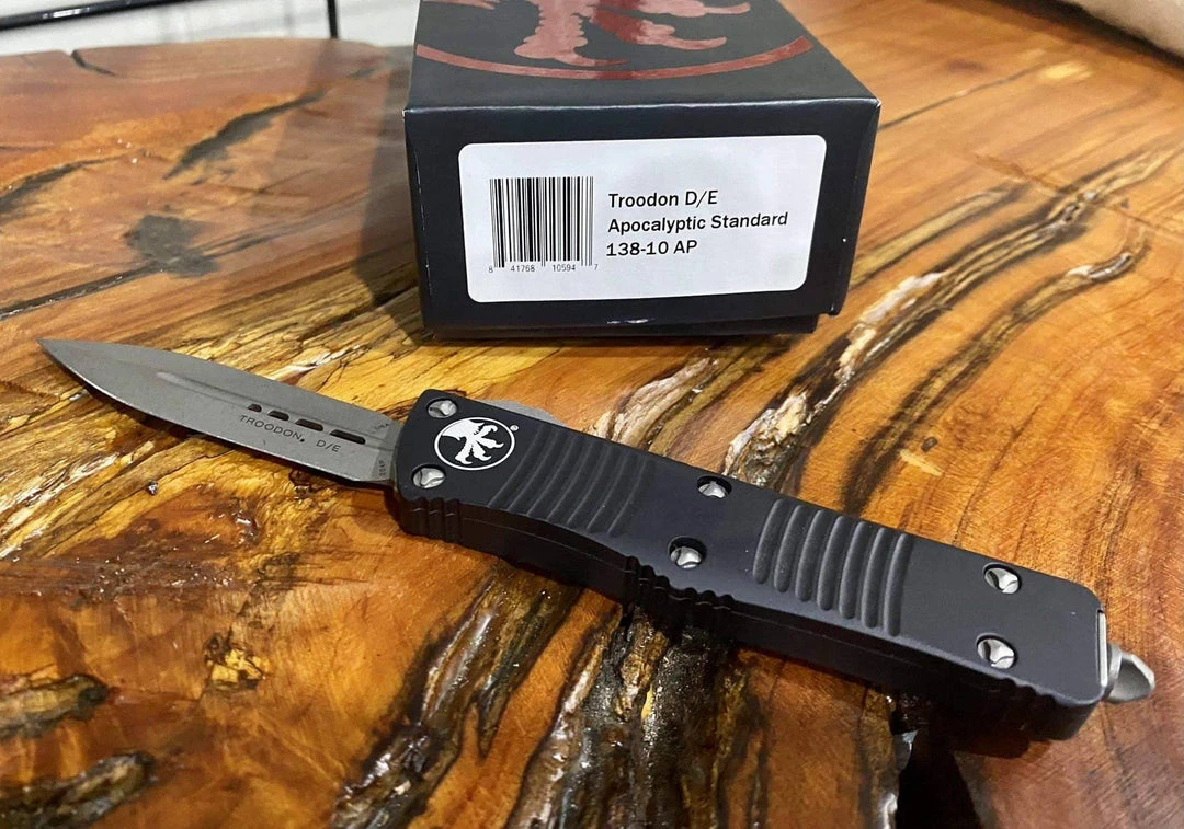 Microtech Troodon D/E OTF Automatic Knife (3" Apocalyptic) 138-10AP 3 Microtech Troodon D/E OTF Automatic Knife (3" Apocalyptic) 138-10AP