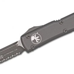 Microtech Ultratech Tactical Auto OTF 3.46" Fully Serrated Black Tanto Blade,