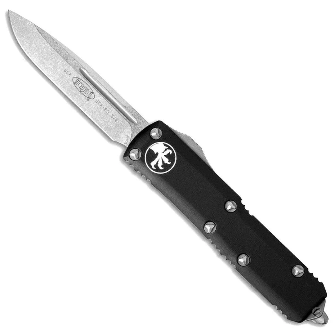 Microtech UTX-85 S/E Black Handle Stonewashed Blade 231-10 3 Microtech UTX-85 S/E Black Handle Stonewashed Blade 231-10