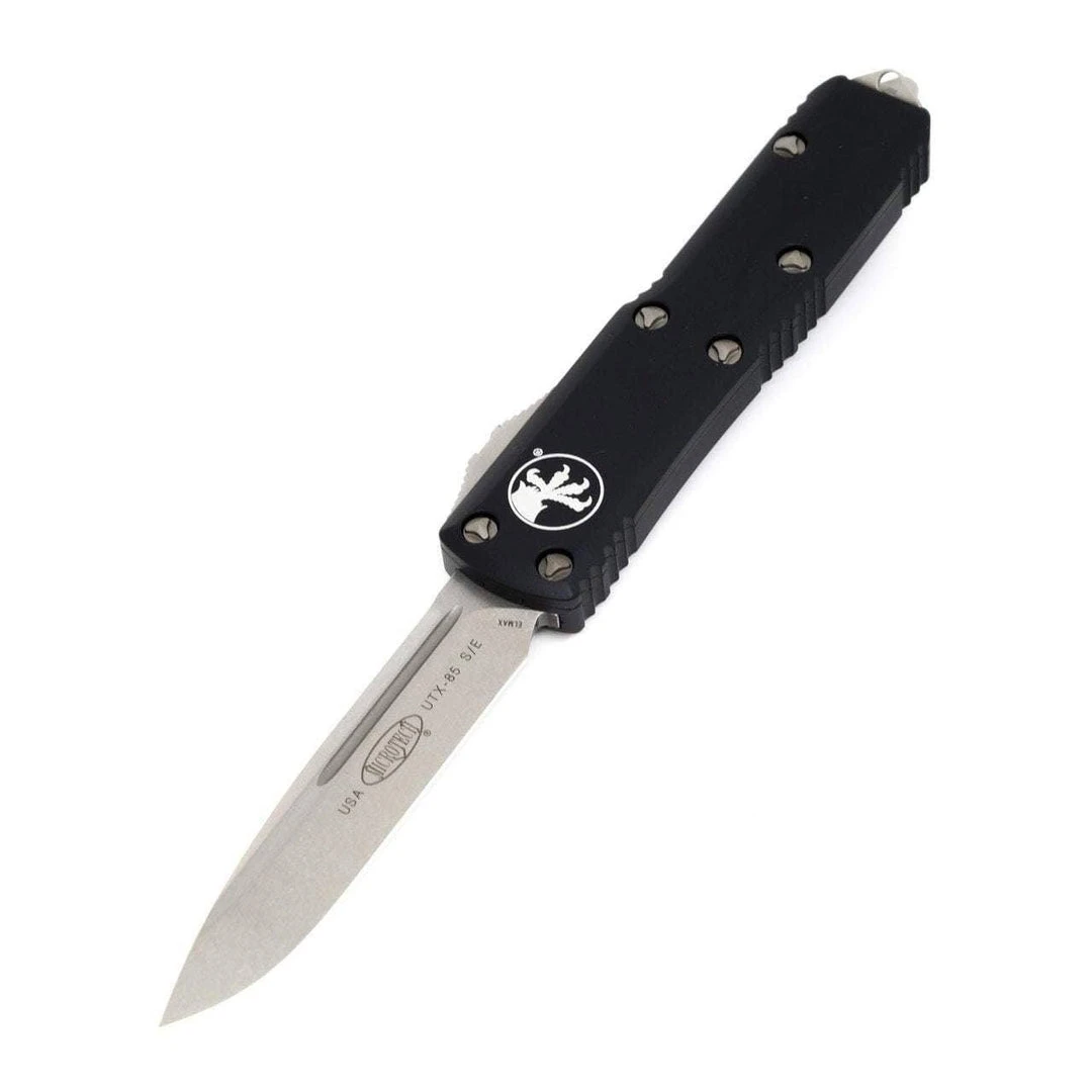 Microtech UTX-85 S/E Black Handle Stonewashed Blade 231-10 8 Microtech UTX-85 S/E Black Handle Stonewashed Blade 231-10
