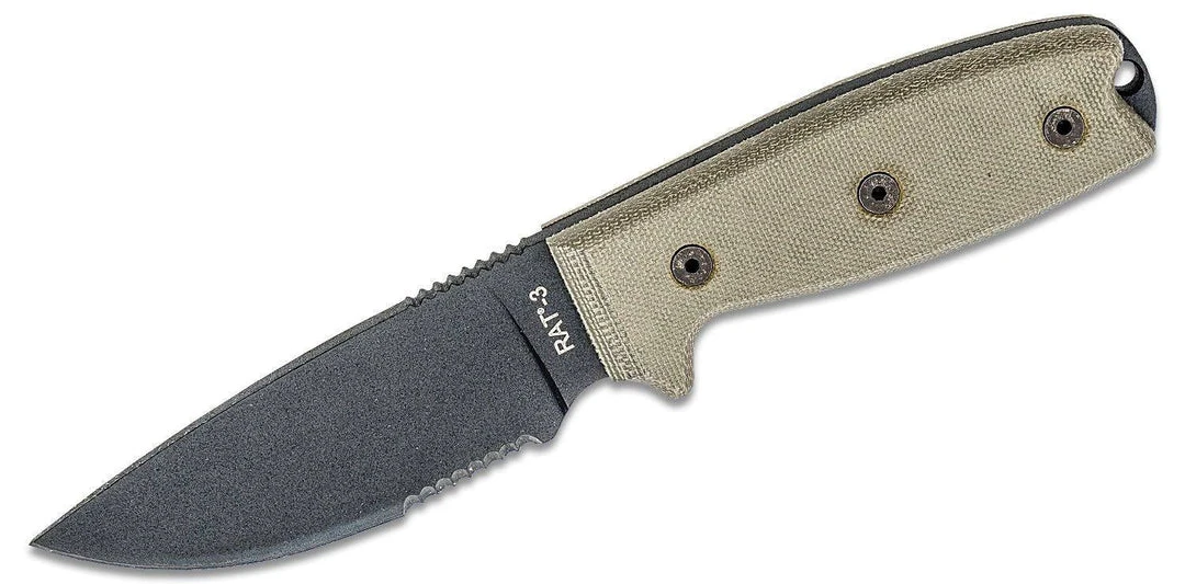Ontario RAT-3 Survival Knife 3.75" Plain Blade, Micarta - 8665 Ontario Knives 3 Ontario RAT-3 Survival Knife 3.75" Plain Blade, Micarta - 8665 Ontario Knives