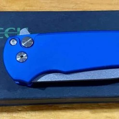 PROTECH KNIVES Pro-Tech Malibu Wharncliffe Plunge Lock Flipper Knife Blue (3.3" Stonewash) 8 PROTECH KNIVES Pro-Tech Malibu Wharncliffe Plunge Lock Flipper Knife Blue (3.3