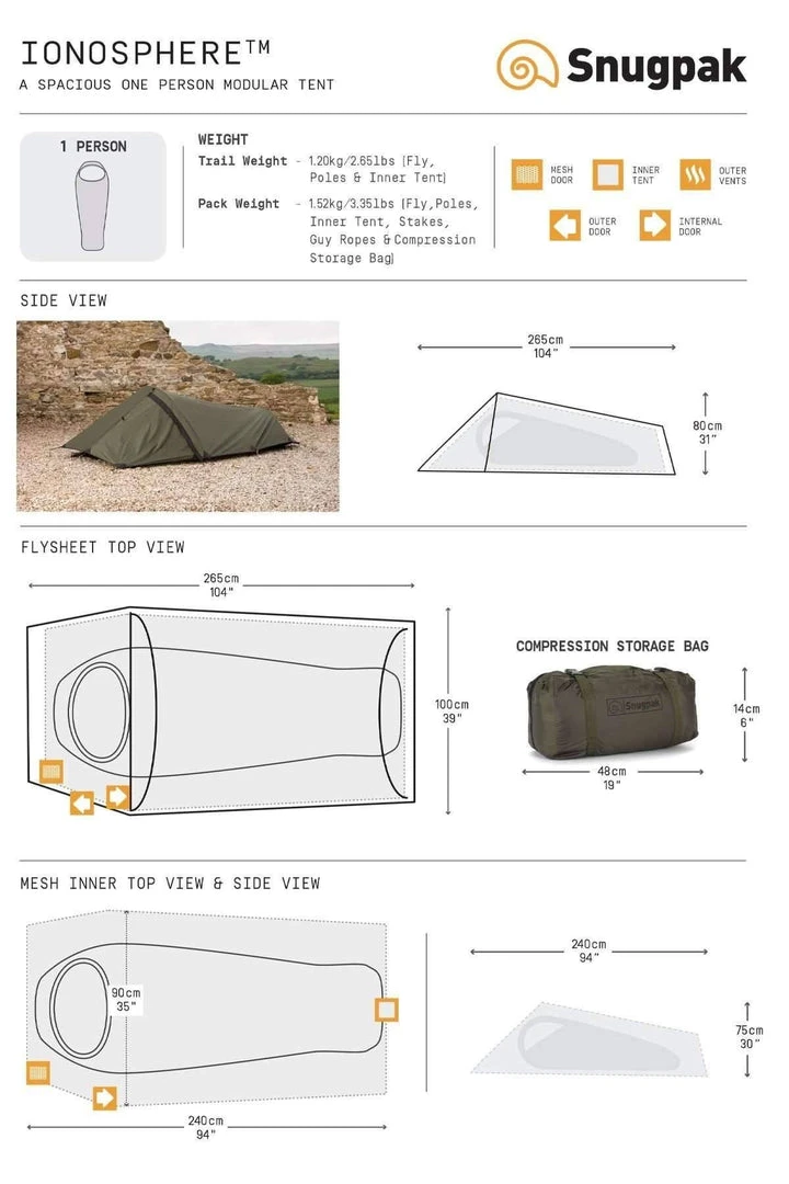 Tents & Shelters Snugpak Ionosphere Tent 1 Person Tent 4 Tents & Shelters Snugpak Ionosphere Tent 1 Person Tent