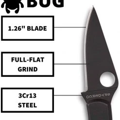 Spyderco Bug Non-Locking Knife Black Steel Blade C133BKP Spyderco Knives